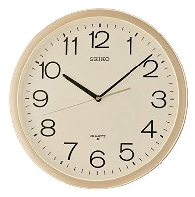 SEIKO CLOCK 日本精工標準辦公室中型直徑36.1CM黃金色電鍍金屬感外框掛鐘 型號：QXA020A【神梭鐘錶】