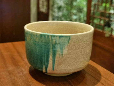 日本抹茶碗 結晶釉 底部有款 直徑11高度8