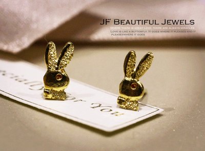 JF金進鋒珠寶金飾  兔子黃金耳環  純金耳環 金飾耳環 G006662重0.38錢