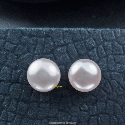 珍珠林~皮光特佳8.5mm真珠穿洞式耳環~純正天然淡水紫色真珠#812+1