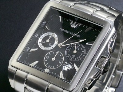 yes99buy加盟-雅痞男子亞曼尼Armani方型設計感三眼腕錶 型男必備經典鋼錶帶 預購7天+現貨