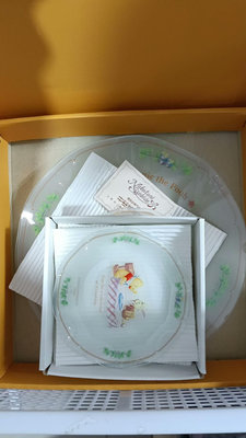 迪士尼噗噗pooh磨砂玻璃碗碟點心餐盤日本Sango 迪士尼