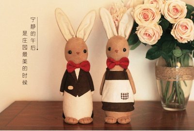 手工布藝玩偶DIY材料包 麂皮绒 情侶兔 彼得兔+艾莉兔 布偶布娃娃