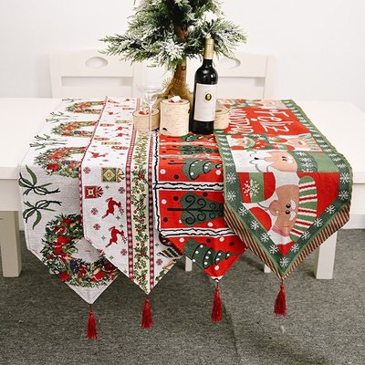 下殺 熱賣中#新款圣誕節家庭裝飾用品針織布桌旗創意圣誕桌布餐桌裝飾居家裝扮#裝飾#掛件#道具