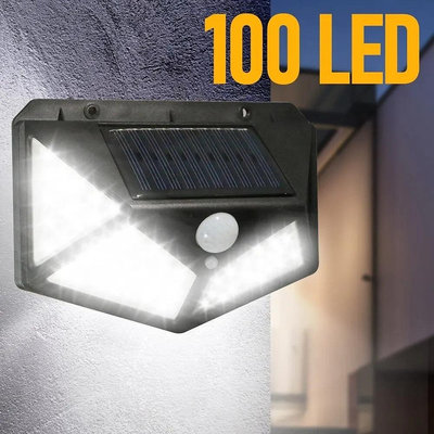 100LED壁燈戶外防水太陽能人體感應燈別墅路燈用于花園裝飾景觀燈