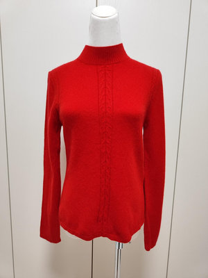 專櫃品牌 OGIRL 100% cashmere 喀什米爾 羊絨 紅色 立領 毛衣H117