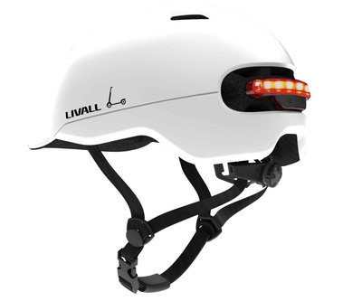 颯 白色款自行車頭盔 LIVALL C20 電動滑板車 Ｍ 54-58CM 附尾燈，SOS功能，剎車燈