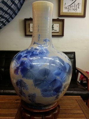 [早期手工精瓷] 結晶釉大天球瓶(金門宏玻陶瓷廠制)