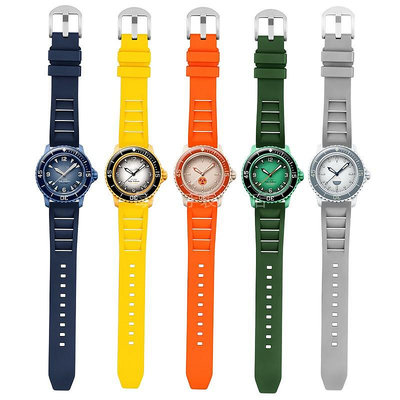 替換錶帶 氟橡膠錶帶 代用swatch斯沃琪寶珀五十噚聯名款五大洋潛水手錶帶
