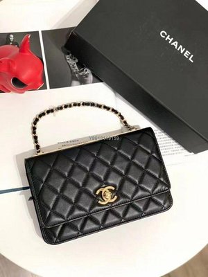 【二手】Chanel香奈兒 21新款 黑金 trendy CC woc單肩包斜挎包手提包