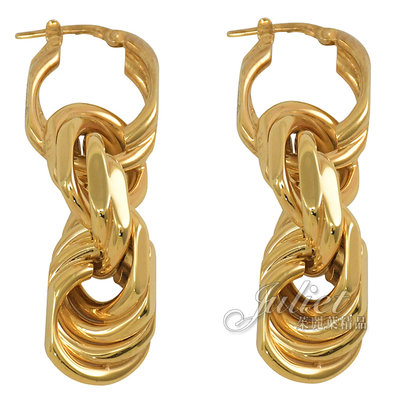 【茱麗葉精品】全新精品 BOTTEGA VENETA 專櫃商品 628495 復古多層次鎖鏈造型針式耳環.金 現貨