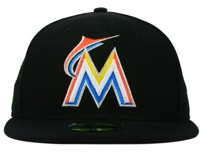 特價 New Era AC MLB 美國大聯盟邁阿密馬林魚球隊球員場上佩戴帽黑色Black
