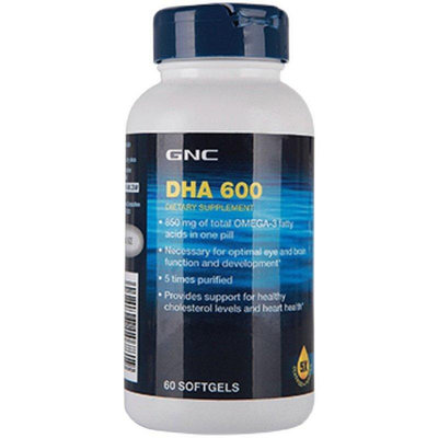 GNC美國進口DHA軟膠囊600mg60粒源自深海魚油