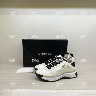 30年老店 預購  CHANEL 皮革 白色 金CC 增高 運動鞋 G35617 37號
