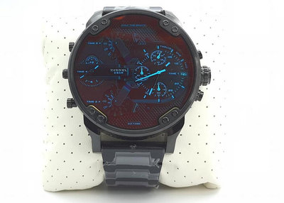 DIESEL Mr.Daddy 2.0 偏光變色錶面 黑色不鏽鋼錶帶 三眼計時 石英 男士手錶DZ7395