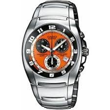 CASIO WATCH卡西歐EDIFICE系列三眼世界時區鬧鈴橘色時尚腕錶 型號:EF-510D-5AVDF