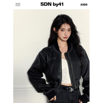 SDN by41 女高校霸 美式棒球服夾克外套活力短款合身版型皮衣