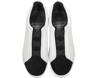 ERMENEGILDO ZEGNA - Black White Leather 休閒鞋 US11 真皮 全新