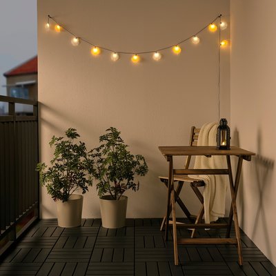IKEA  SOLVINDEN Led貝殼裝飾燈串［12個燈泡/戶外用/電池式］