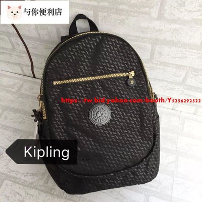 Kipling 猴子包 K15016 黑底千鳥紋 拉鍊款多用輕量雙肩後背包 防水-雙喜生活館