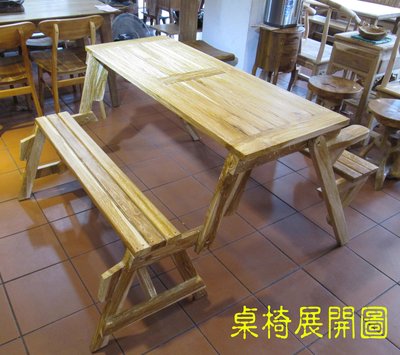 【肯萊柚木傢俱館】獨特自然 100%老柚木 全實木 手工製作獨特風化設計 可折合式休閒桌椅 限量一只