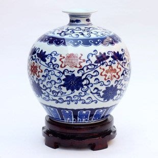 INPHIC-ZF-B038 景德鎮 陶瓷 青花手繪釉裏紅花瓶 復古 復古擺飾