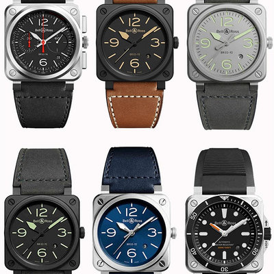 鐘形和羅斯 BR01 BR03 矽膠錶帶 BELL ROSS BR01BR03 24MM 錶帶的真皮錶帶