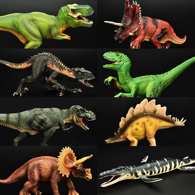 現貨 快速發貨 特價兒童恐龍玩具仿真動物出口實心生日禮物雙棘龍迅猛龍霸王龍模型