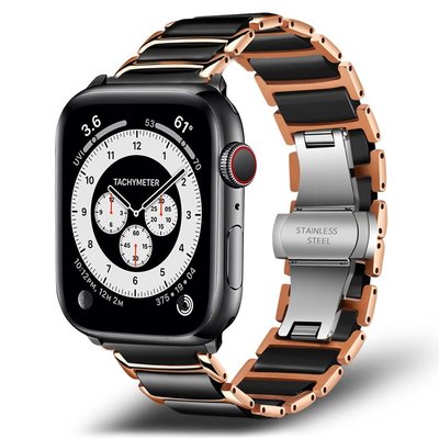 森尼3C-不銹鋼陶瓷錶帶於 Apple Watch 7 41mm 6 SE 44mm 40mm蘋果手錶錶帶-品質保證