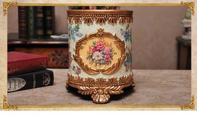 粉紅玫瑰精品屋~歐式宮廷風格花瓶 垃圾桶 雜物收納盒~現貨+預購