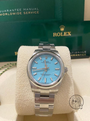 【Q小姐的玩錶瘋】Rolex勞力士Oyster Perpetual  Tiffany 藍277200🔺2024年保卡｜全新品