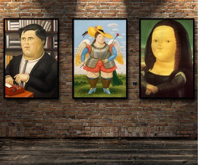 現代裝飾畫名家繪畫油畫帶框掛畫訂做胖人物費爾南多波特(不含框)