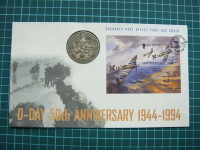 1944~1994年諾曼地登陸50週年紀念幣+郵票.2英鎊.英國發行..品項如圖