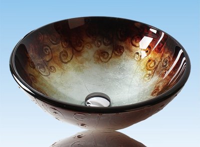 FUO衛浴:42公分 彩繪工藝 藝術強化玻璃碗公盆 (WY15100)預訂!