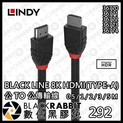 數位黑膠兔【 LINDY林帝 36770 BLACK LINE 8K HDMI(TYPE-A) 公 TO 公傳輸線 0.5M 】