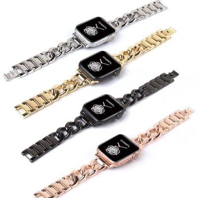 Apple Watch 錶帶 Apple Watch 3 4 5 6 SE 單排牛仔鏈不銹鋼錶帶金屬錶帶女士錶帶