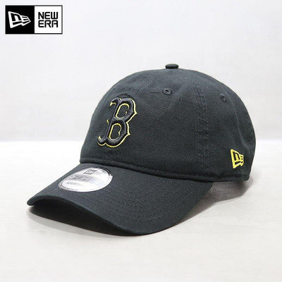 熱款直購#NewEra帽子新品B字母波士頓紅襪隊軟頂l鴨舌帽休閑MLB棒球帽黑色
