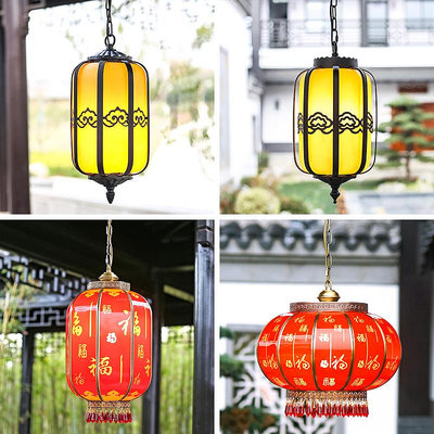 新中式全銅LED燈籠吊燈涼亭防水庭院大門室外別墅掛燈走廊陽台燈