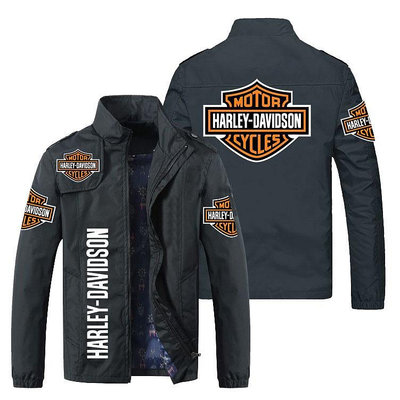 Harley Davidson標誌夾克 歐美春秋新款男士車標印休閒外套-真男人專賣店
