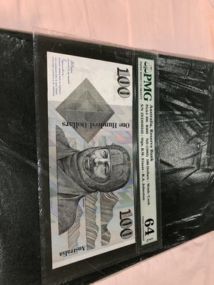澳洲(Australia),  100 Dollars, 1985年, 稀少絕版鑑定紙鈔!!