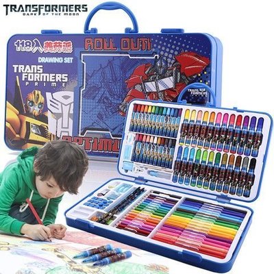 兒童美術工具箱畫筆套裝繪畫用品變形金剛學生水彩筆男孩畫畫工具~特價正品促銷