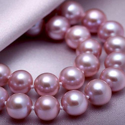 眾誠優品 珍珠飾品奢華珠寶級 天然珍珠項鍊 純紫色9-10mm 正圓 極亮澤正品送媽媽5．6 ZZ539