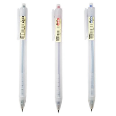 Tempo 節奏牌 B-112 中油筆 /一支入(定10) 0.7mm 無印風 透明 自動中油筆