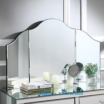 歐式輕奢臥室桌面臺式折疊梳妝鏡簡約立式拼接家用新古典化妝鏡子