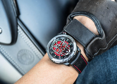 【全新未使用】Bomberg 炸彈錶 BB-01 經典紅色火焰骷髏機械錶