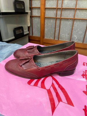 「 二手鞋 」 Kimo 女版皮革跟鞋 US7.5（酒紅）88
