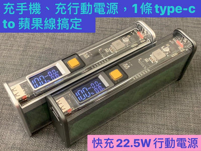 JF⚡️【🇹🇼現貨】超值組 19200mah 質感 透明 快充 行動電源 🇹🇼台灣組裝 雙向22.5W 松下電池