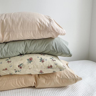 【惠民優選】ins素色高級感全棉枕套一隻裝家用水洗棉枕頭套花卉單人枕芯套