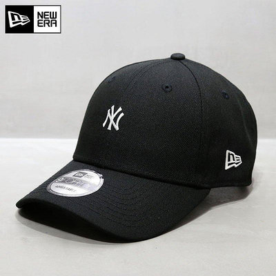 UU代購#NewEra帽子朱一龍同款鴨舌帽MLB棒球帽小標洋基NY硬頂彎檐帽黑色