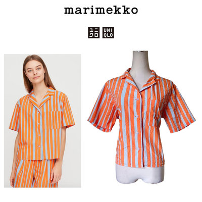 都會名牌~【UNIQLO+MARIMEKKO聯名】水洗棉質襯衫（橘）~HS-1